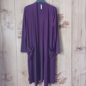 Zenana Premium Purple Long Line Duster Cardigan Size Medium